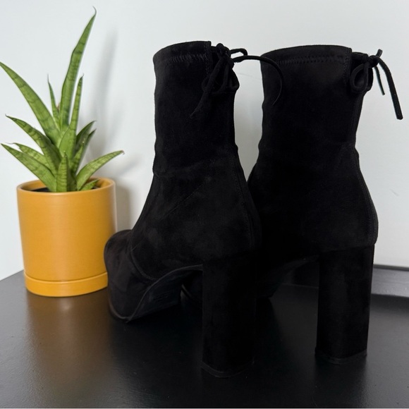 Stuart Weitzman black suede Shorty platform heel calf boots - size 8.5 - Picture 6 of 6